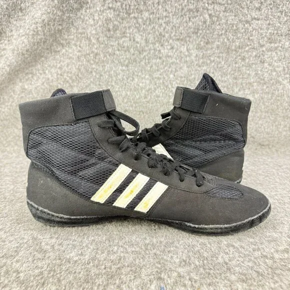 ✅ Mens 10.5 Adidas Wrestling High Top Athletic Shoes/Sneaker Black White Mesh - Picture 10 of 13
